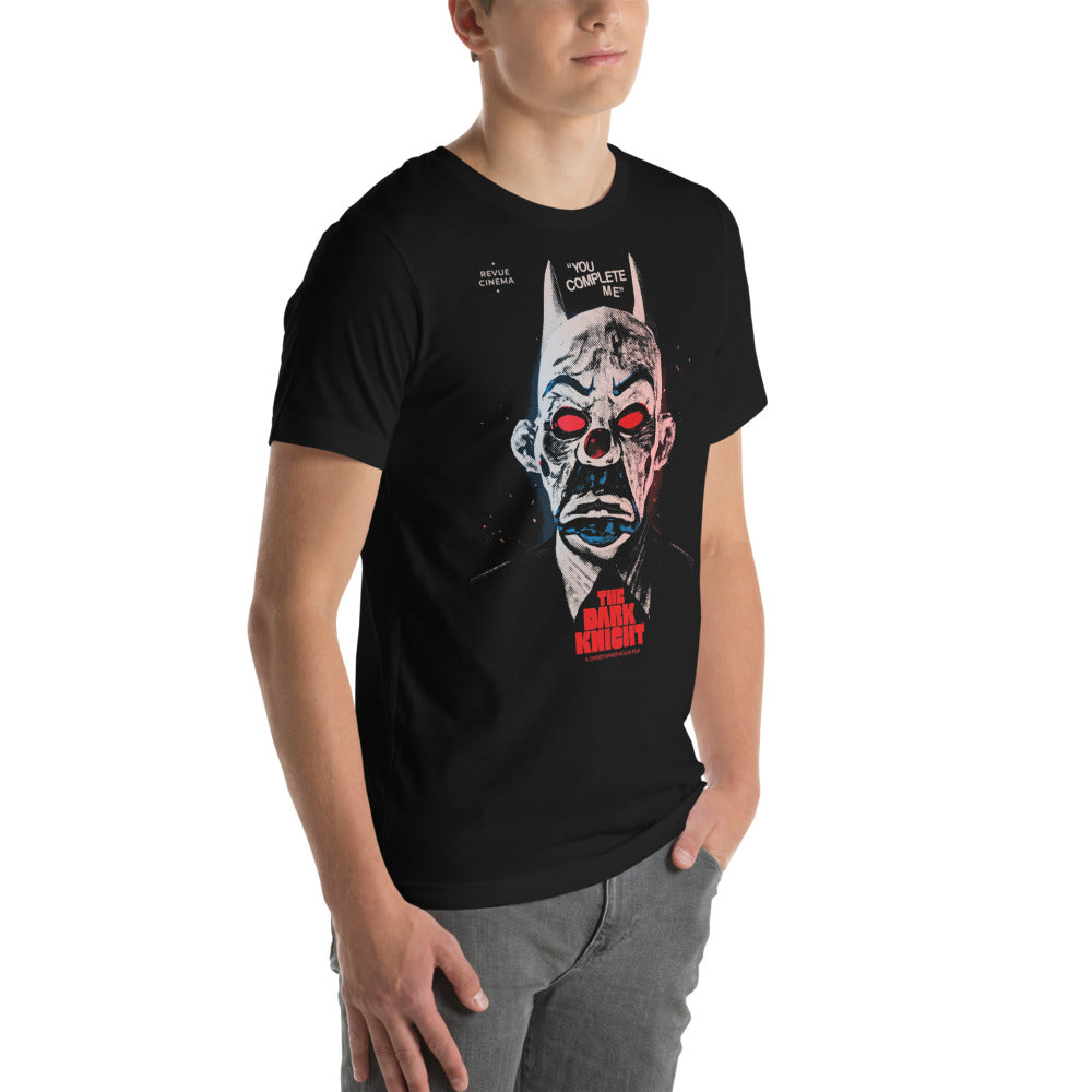 Playera Dark Knight Joker Clown Mask - Modelo masculino lateral