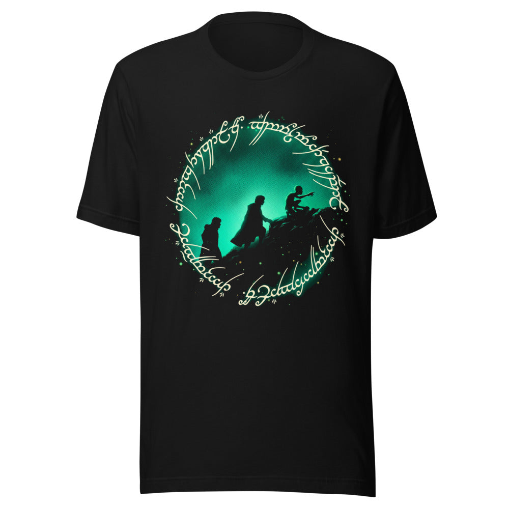 Playera Frodo Sam Gollum One Ring Script Green Glow - Frente grande