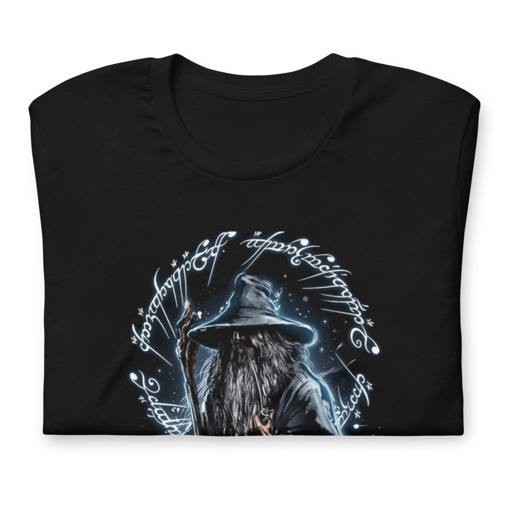 Playera Gandalf The Grey One Ring Script - Doblado