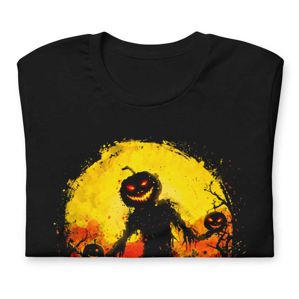 Playera Halloween Pumpkin Scarecrow Moon - Doblado