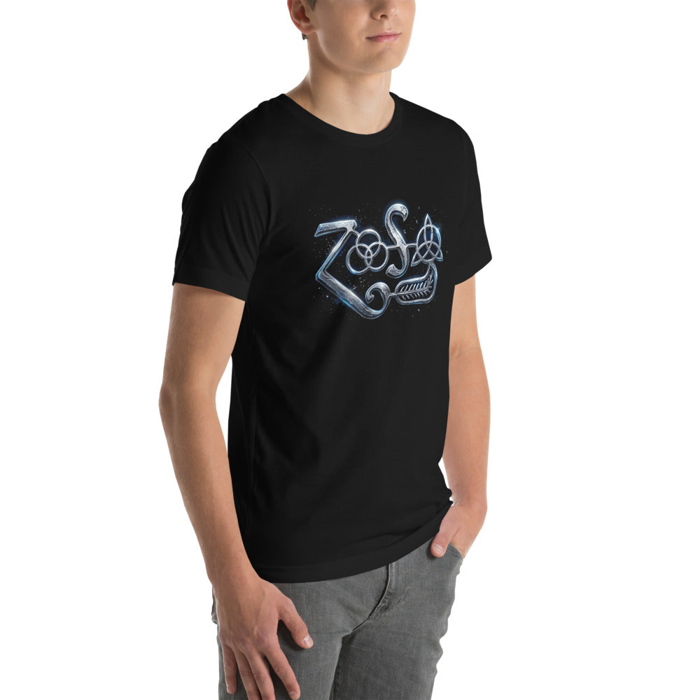 Playera Led Zeppelin Zoso Chrome Symbol - Modelo masculino lateral
