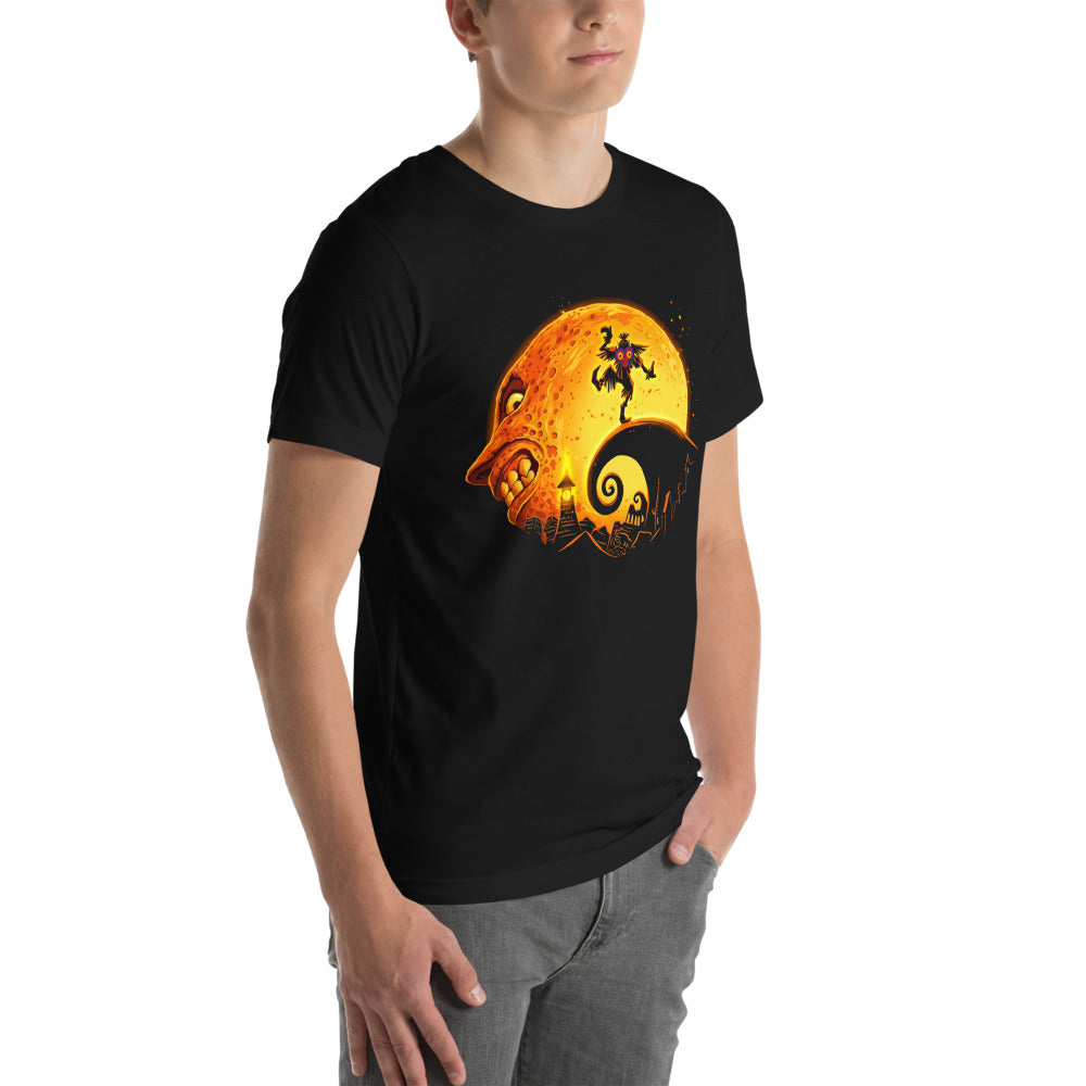 Playera Majora's Mask Skull Kid Spiral Hill Moon - Modelo masculino lateral