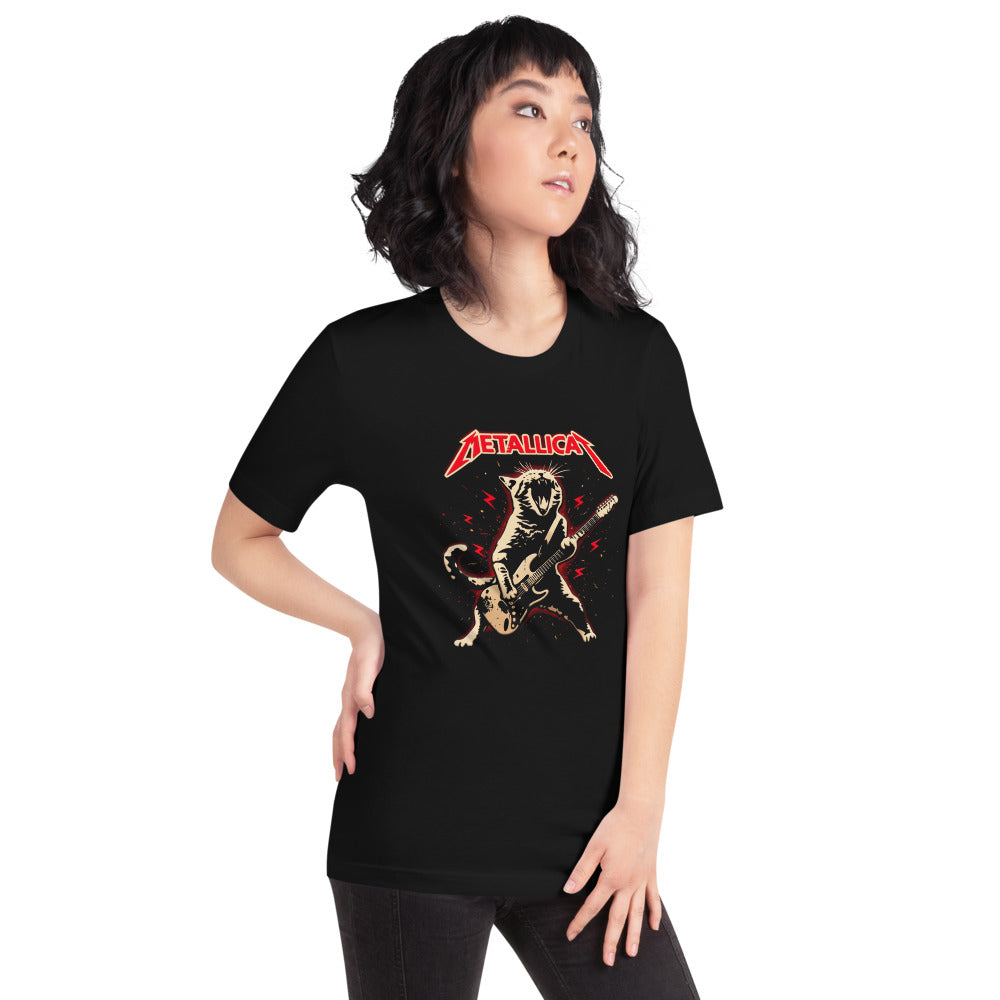 Playera Metallicat Screaming Cat Electric Guitar - Modelo femenina