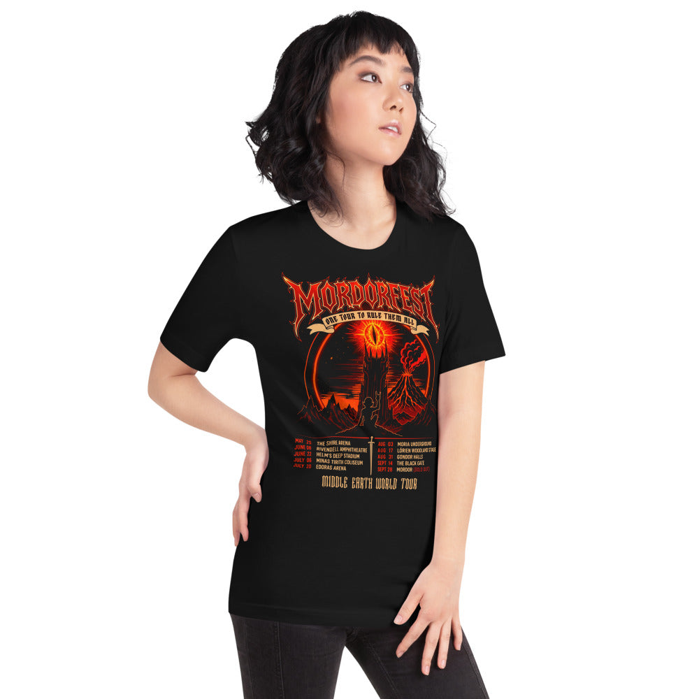 Playera Mordorfest One Tour To Rule Them All - Modelo femenina