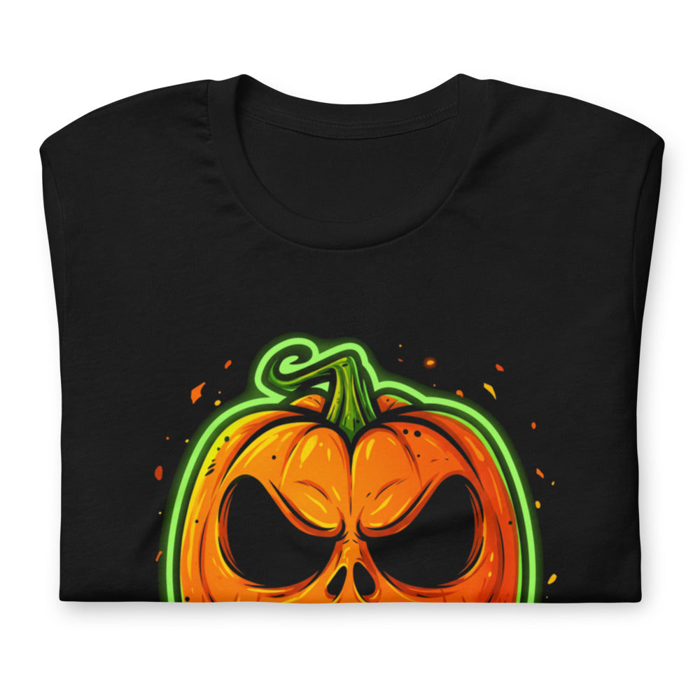 Playera Neon Green Skull Jack O Lantern - Doblado