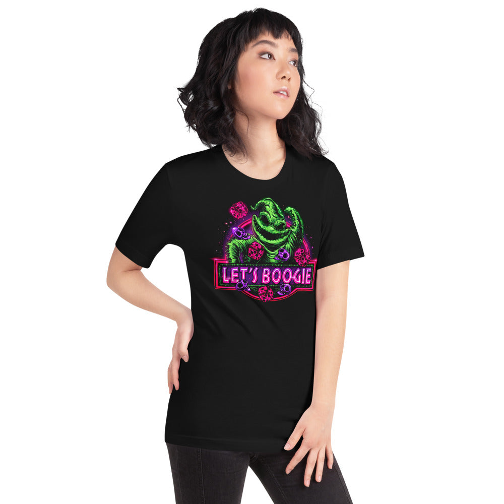 Playera Oogie Boogie Lets Boogie Neon Dice - Modelo femenina