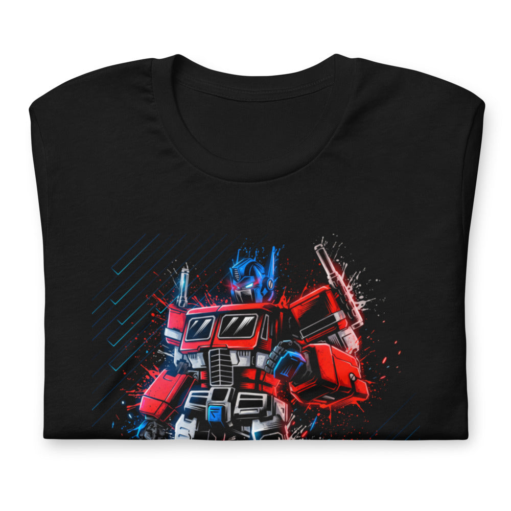 Playera Optimus Prime Neon Paint Splatter - Doblado