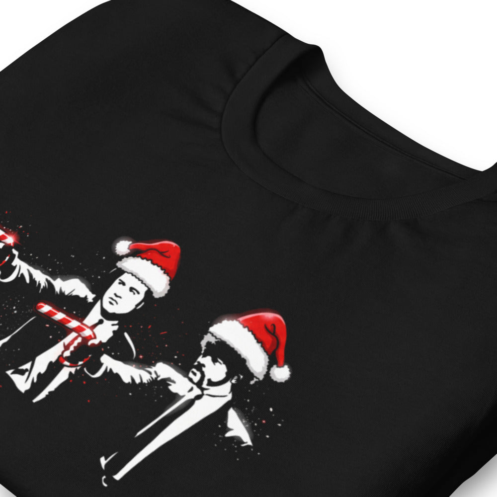 Playera Pulp Fiction Santa Hats Candy Canes - Doblado zoom