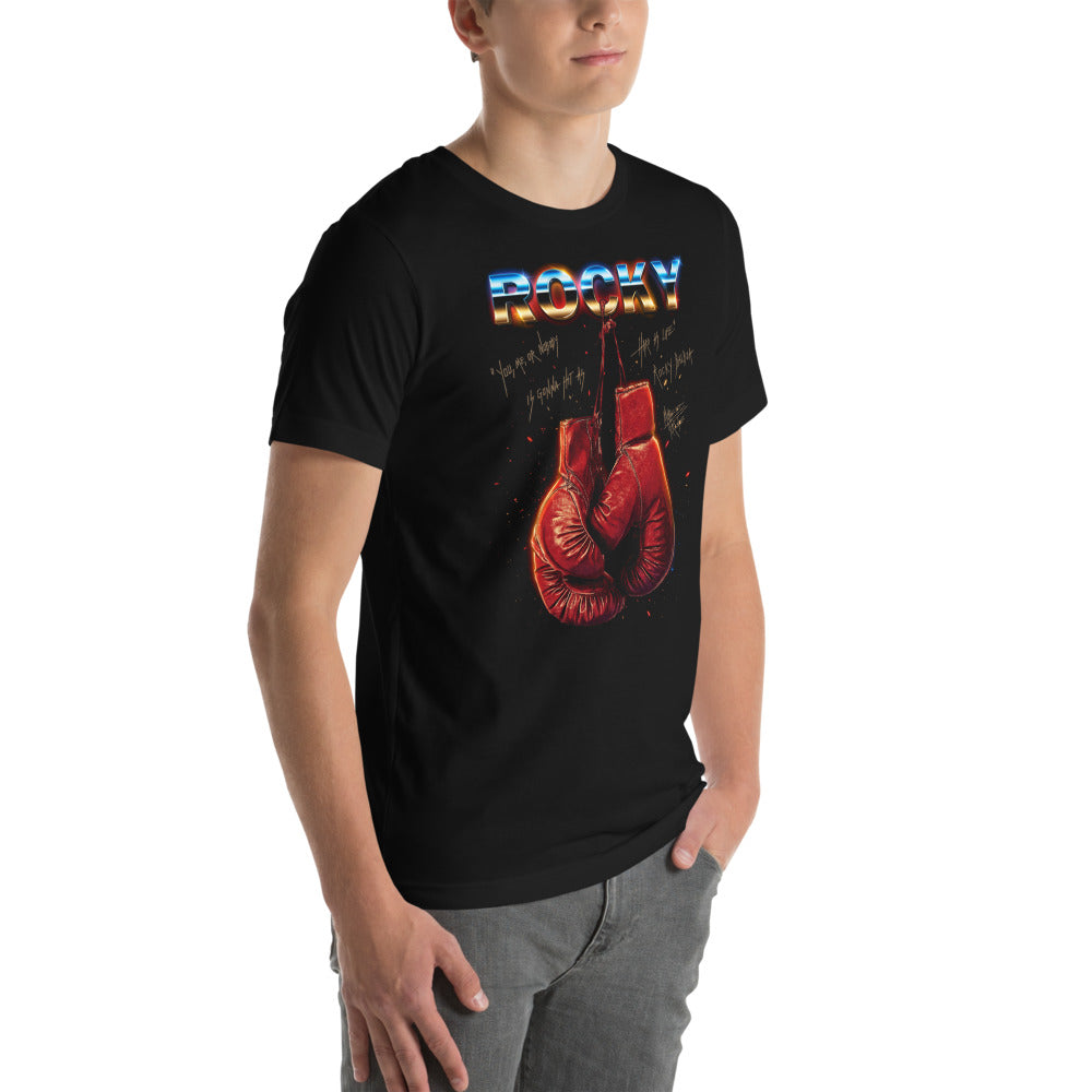 Playera Rocky Balboa Hard As Life Boxing Gloves - Modelo masculino lateral