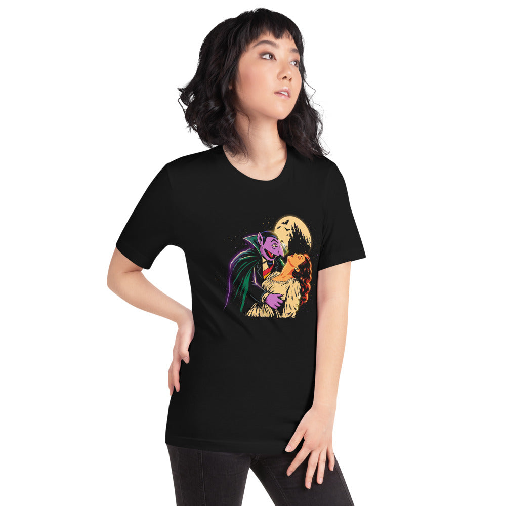 Playera Sesame Street Count Von Count Vampire Moon - Modelo femenina