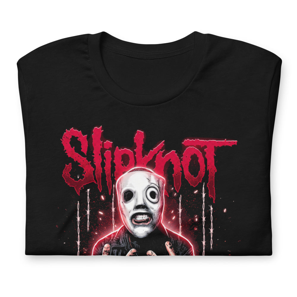 Playera Slipknot White Mask Barbed Wire - Doblado