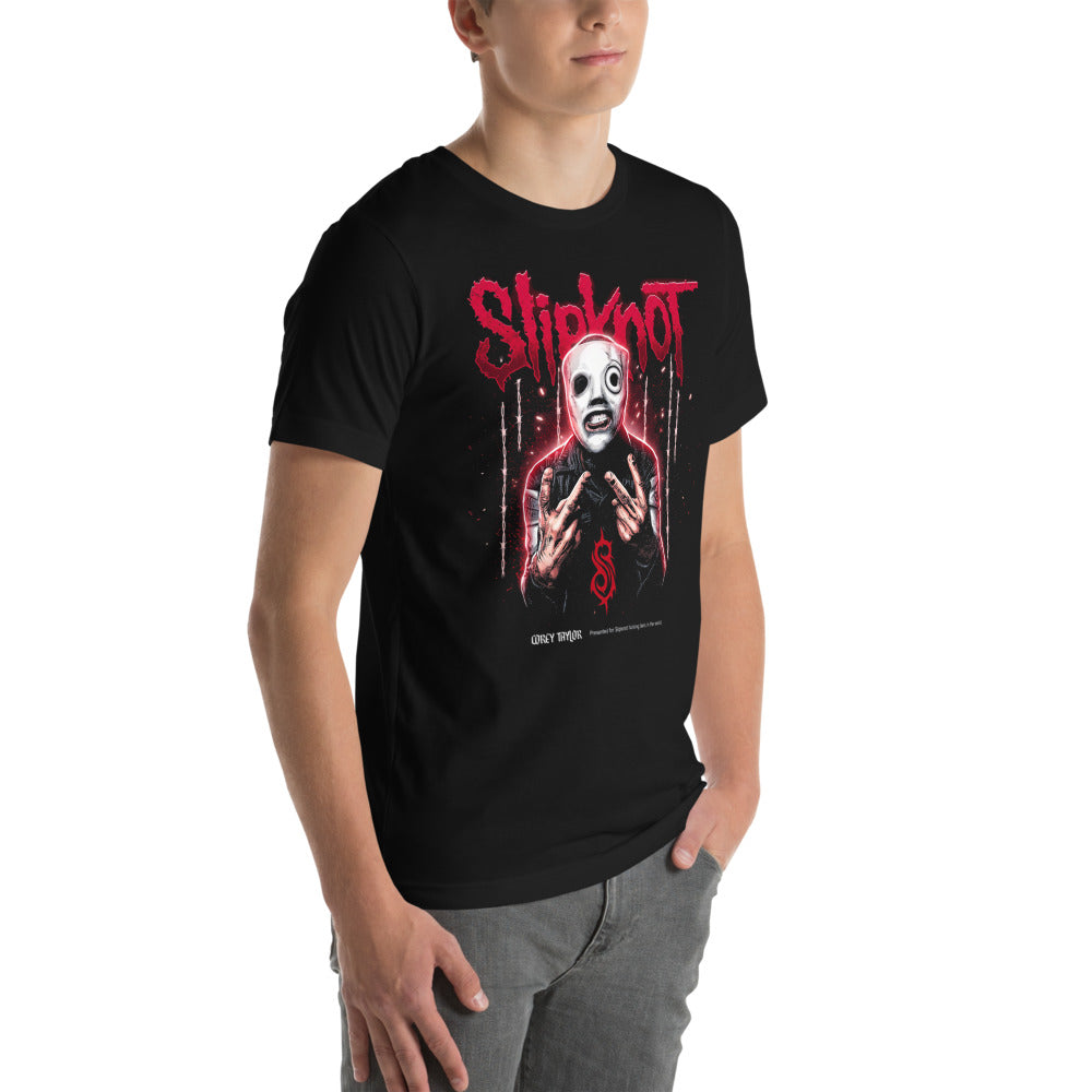Playera Slipknot White Mask Barbed Wire - Modelo masculino lateral