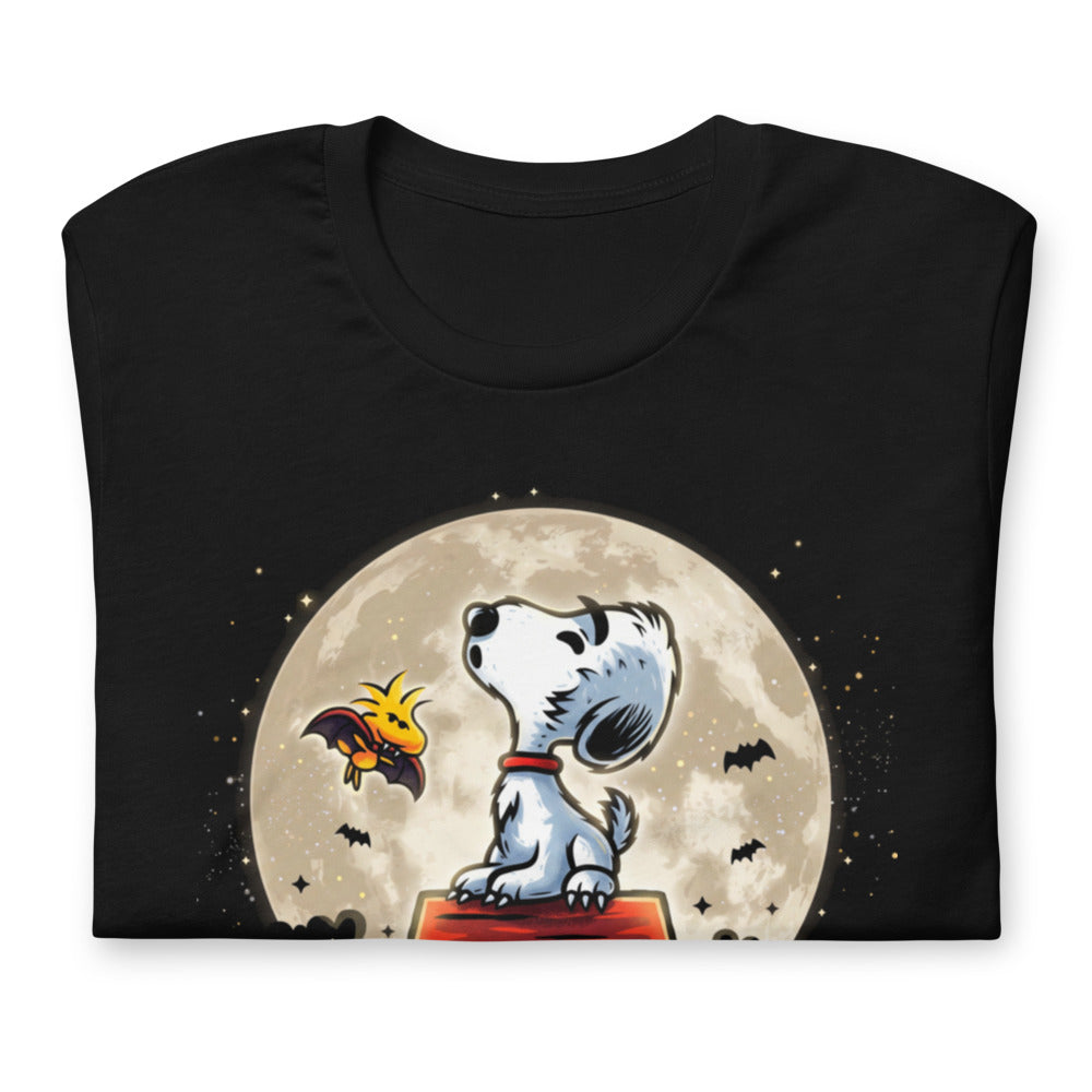 Playera Snoopy Woodstock Vampire Full Moon Doghouse - Doblado