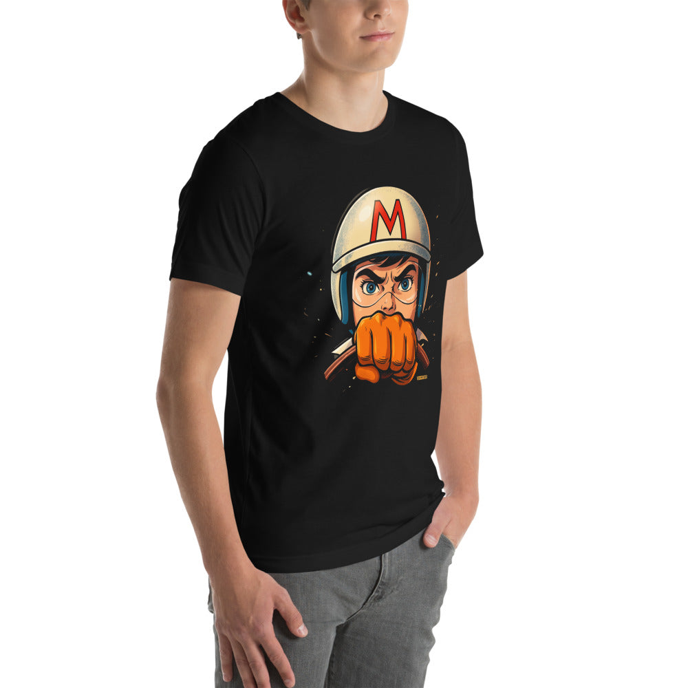 Playera Speed Racer Helmet Fist - Modelo masculino lateral