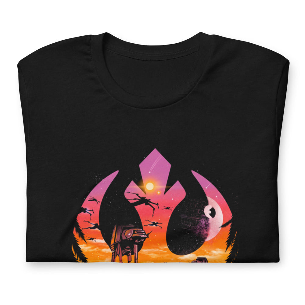 Playera Star Wars Rebel Emblem Death Star Sunset - Doblado
