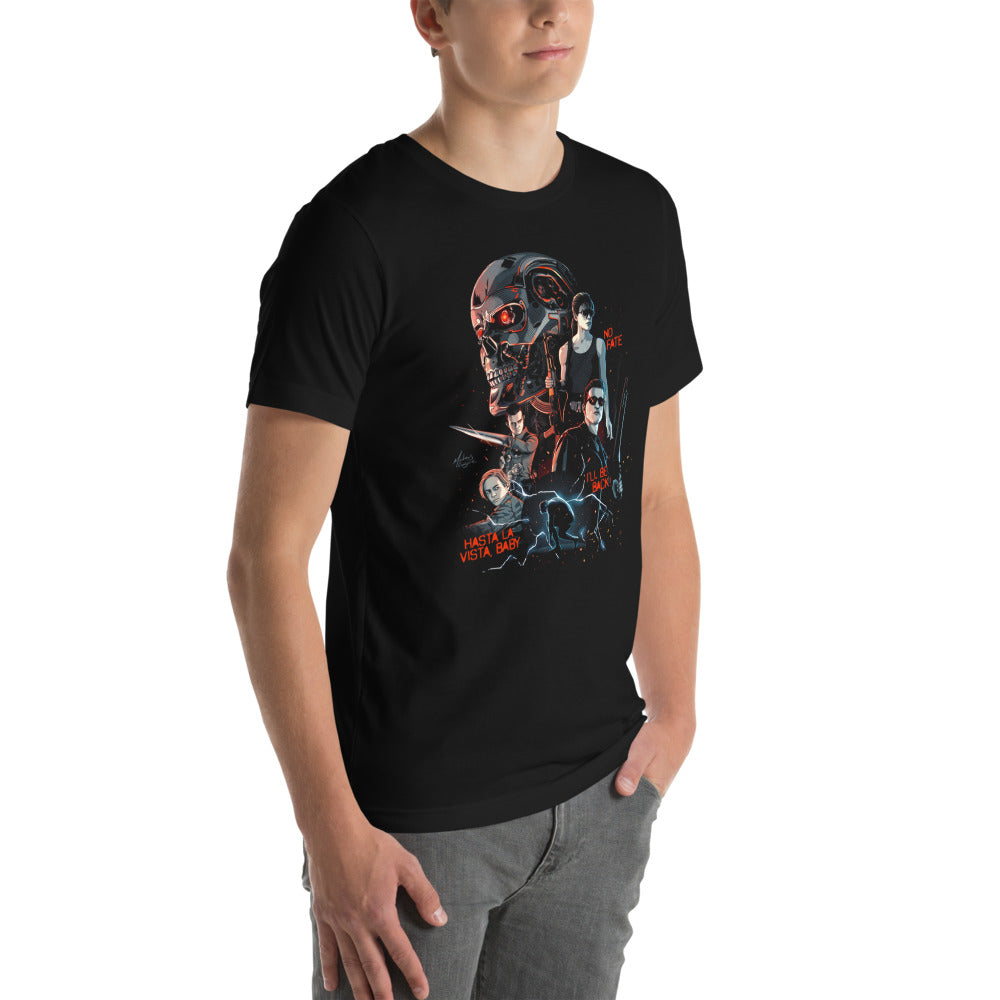 Playera Terminator No Fate Hasta La Vista - Modelo masculino lateral