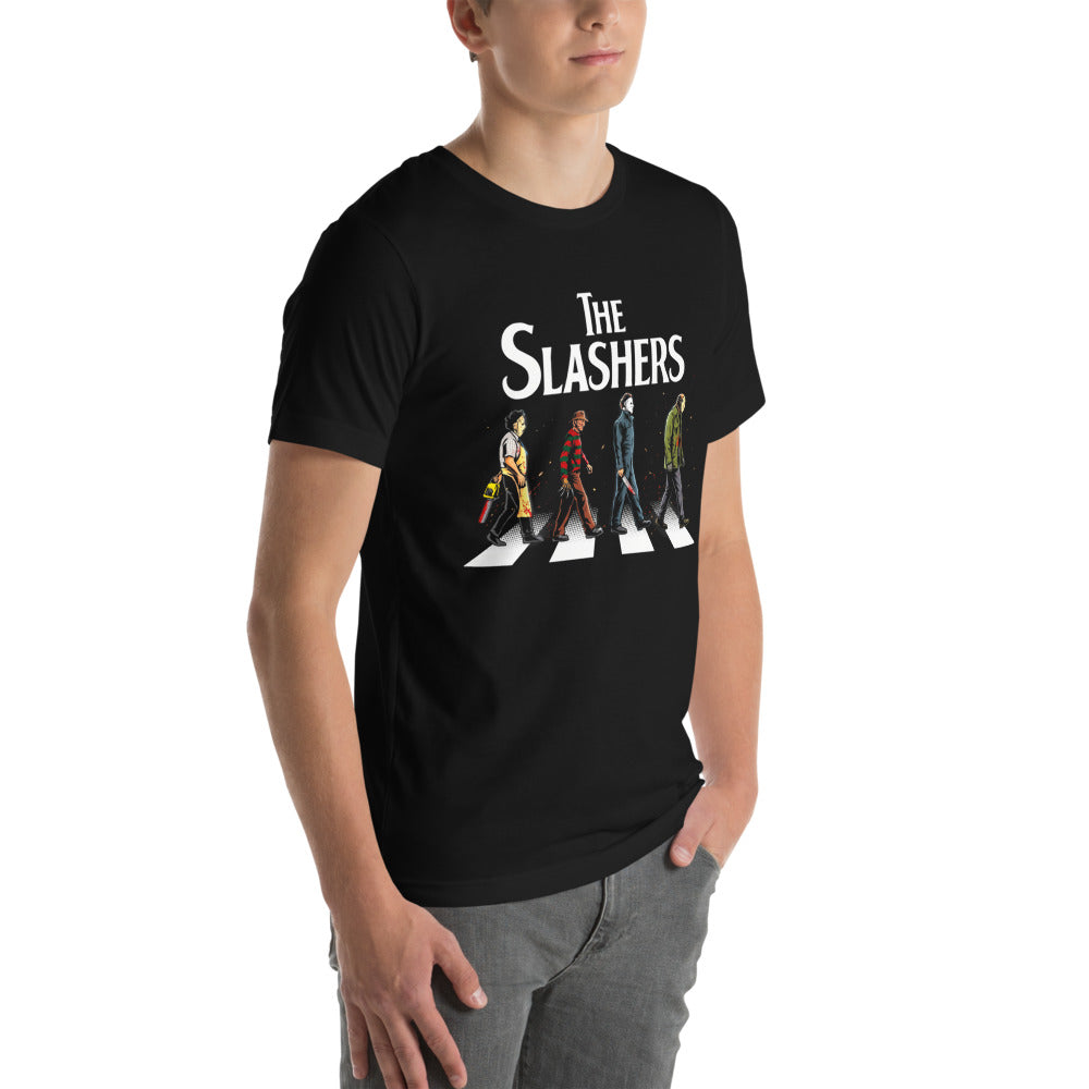 Playera The Slashers Horror Icons Crosswalk - Modelo masculino lateral