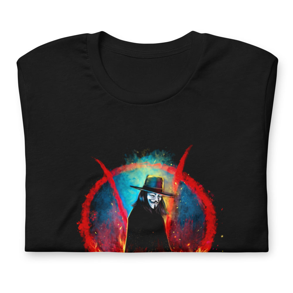 Playera V For Vendetta Burning Big Ben Red V - Doblado