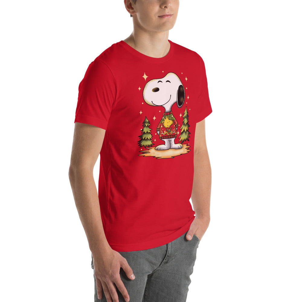Playera Beagle de Navidad - Modelo masculino lateral