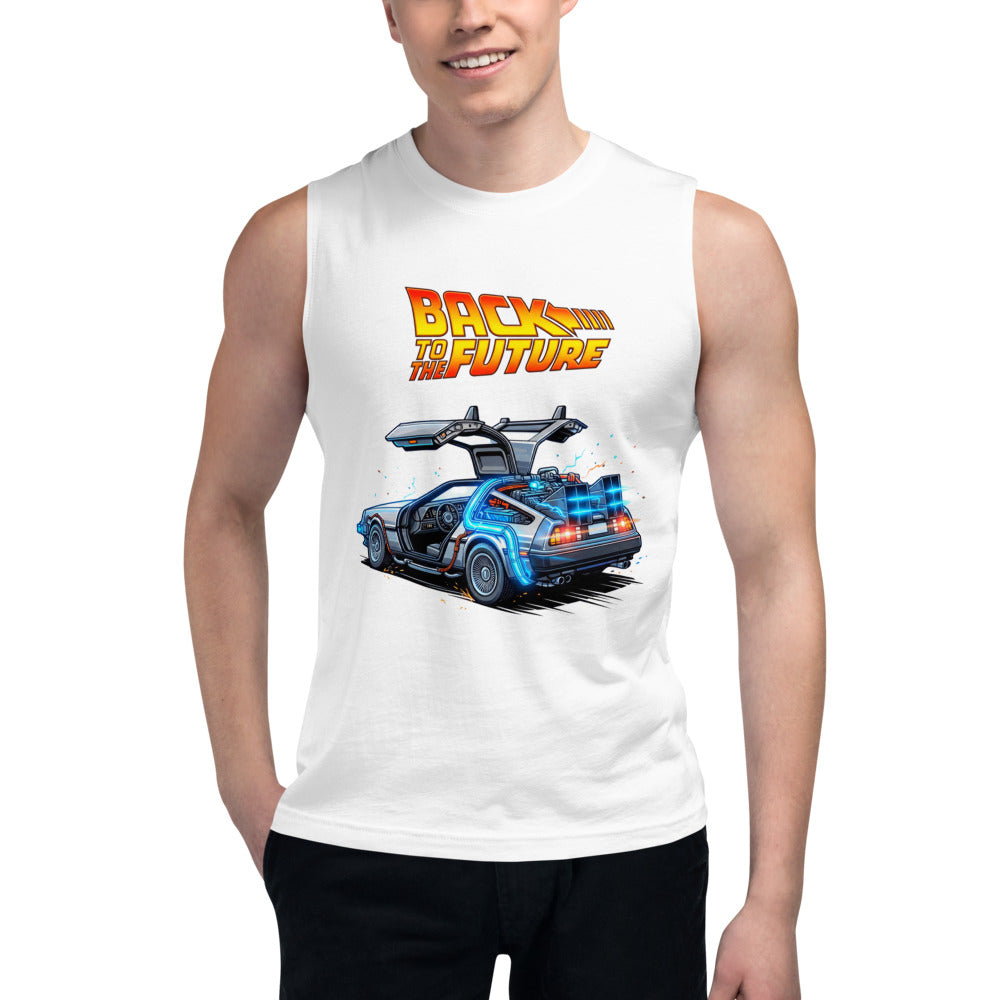 Sin Mangas Back To The Future DeLorean Blue Glow - Modelo masculino
