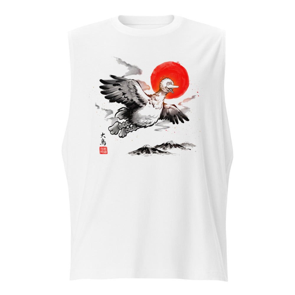 Sin Mangas Big Bird Ink Wash Flying Red Sun - Frente