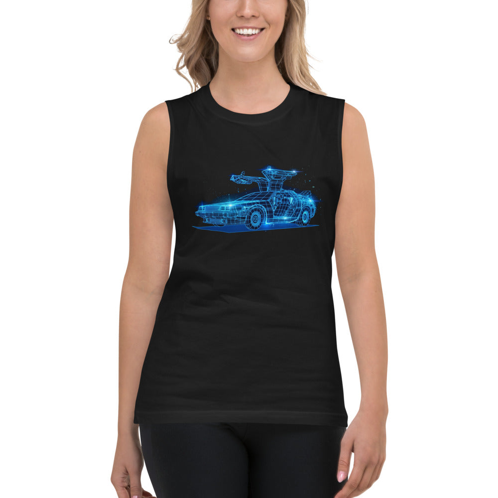 Sin Mangas Back To The Future DeLorean Neon Wireframe - Modelo femenina