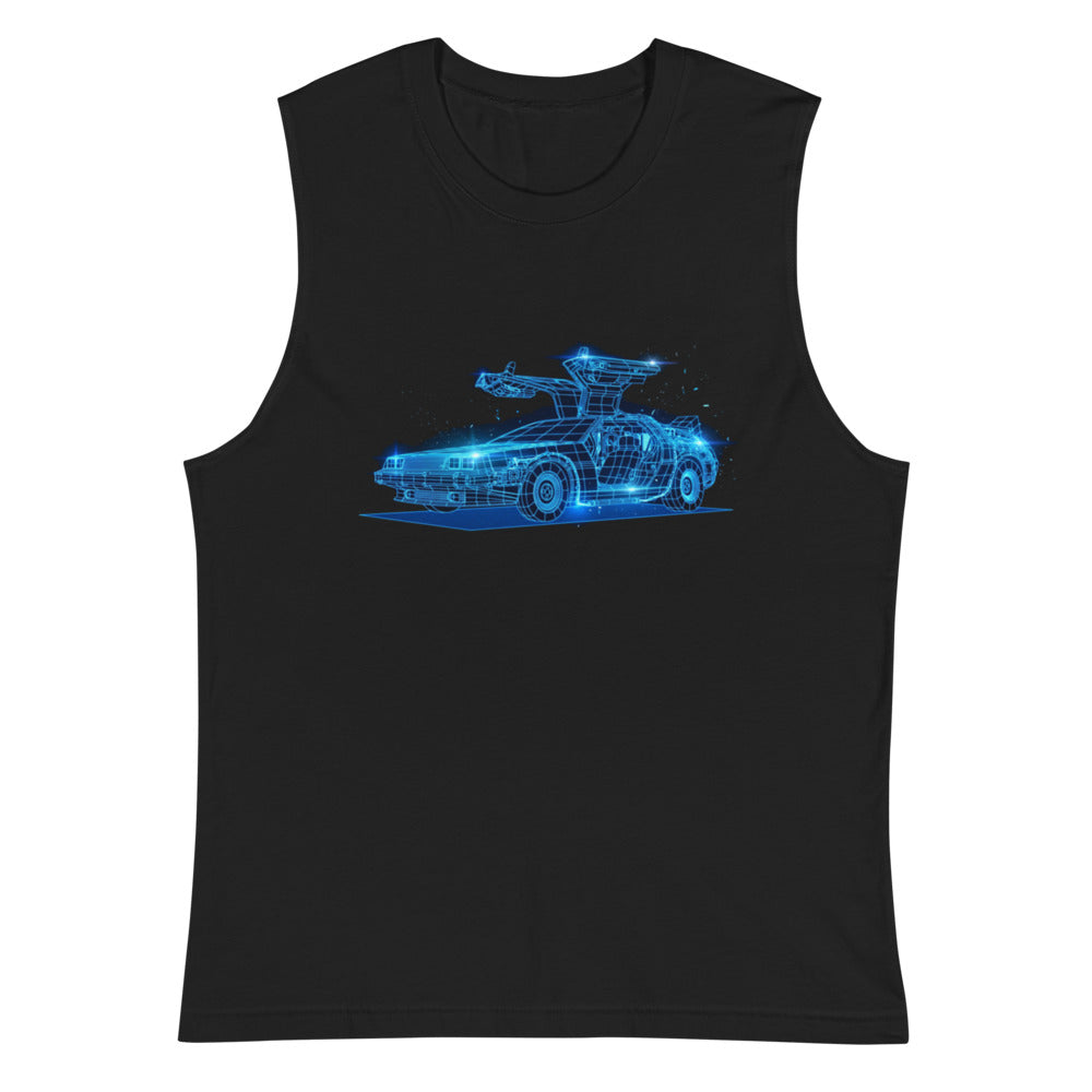 Sin Mangas Back To The Future DeLorean Neon Wireframe - Plano