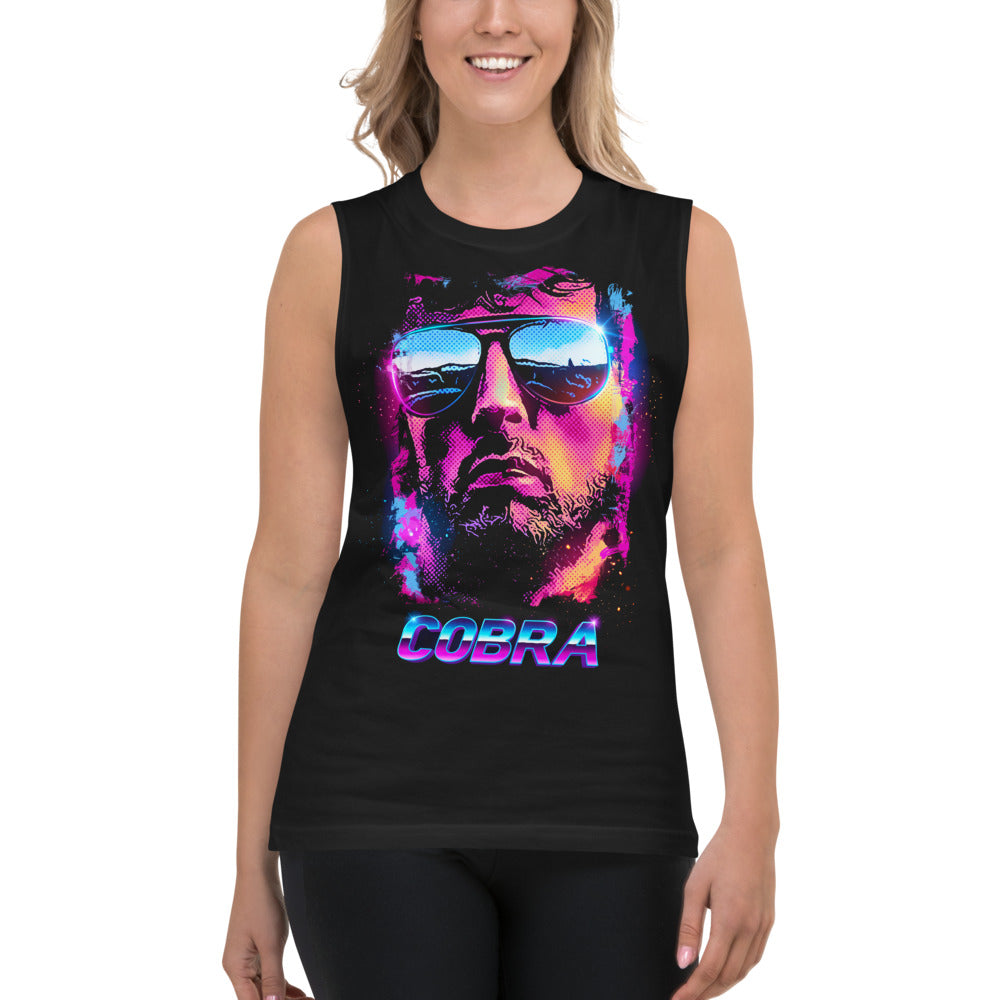 Sin Mangas Cobra Neon Sunglasses Synthwave - Modelo femenina