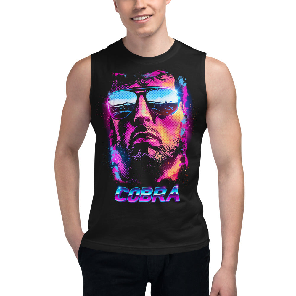 Sin Mangas Cobra Neon Sunglasses Synthwave - Modelo masculino