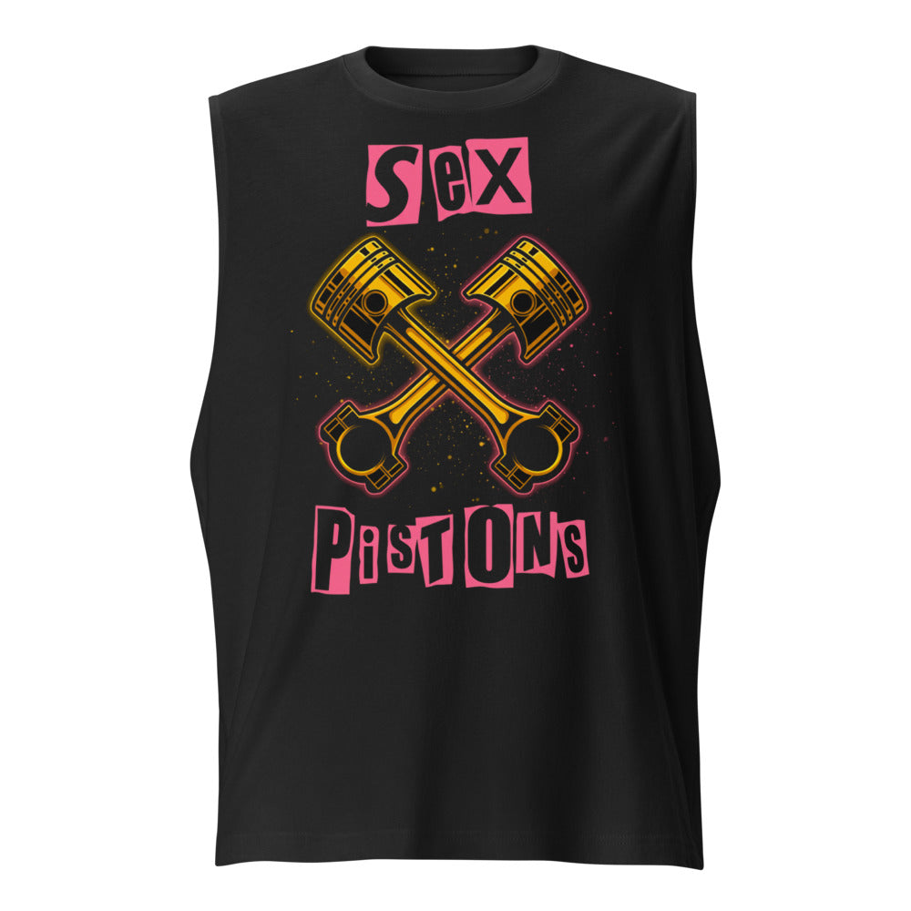Sin Mangas Crossed Golden Pistons Punk Pink Letters - Frente