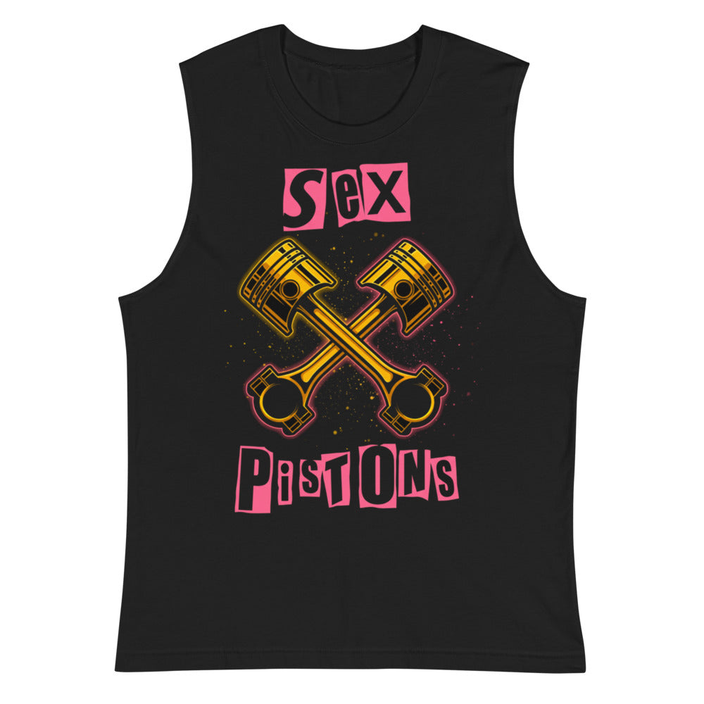 Sin Mangas Crossed Golden Pistons Punk Pink Letters - Plano