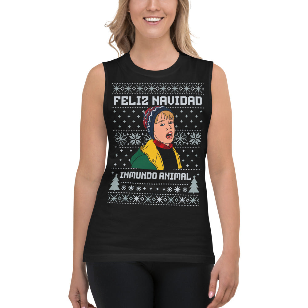 Sin Mangas Feliz Navidad Inmundo Animal Suéter Feo - Modelo femenina