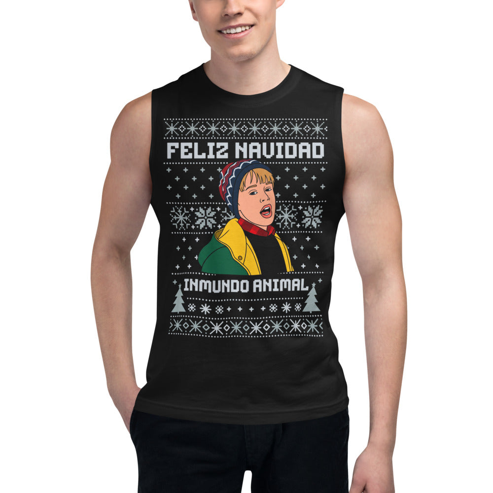 Sin Mangas Feliz Navidad Inmundo Animal Suéter Feo - Modelo masculino