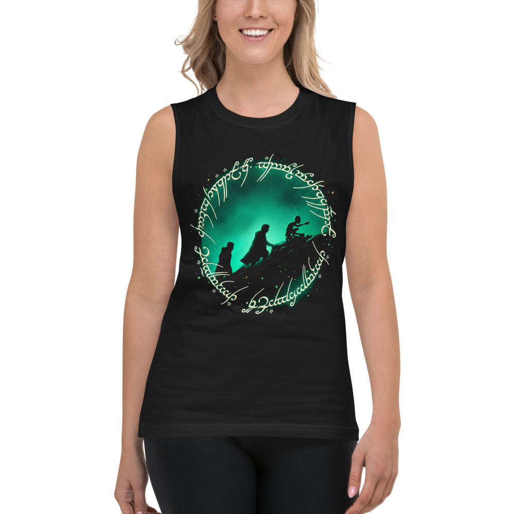 Sin Mangas Frodo Sam Gollum One Ring Script Green Glow - Modelo femenina