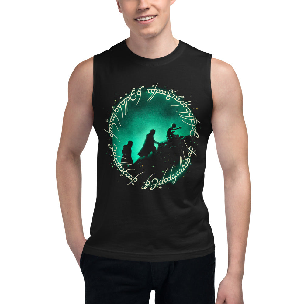 Sin Mangas Frodo Sam Gollum One Ring Script Green Glow - Modelo masculino