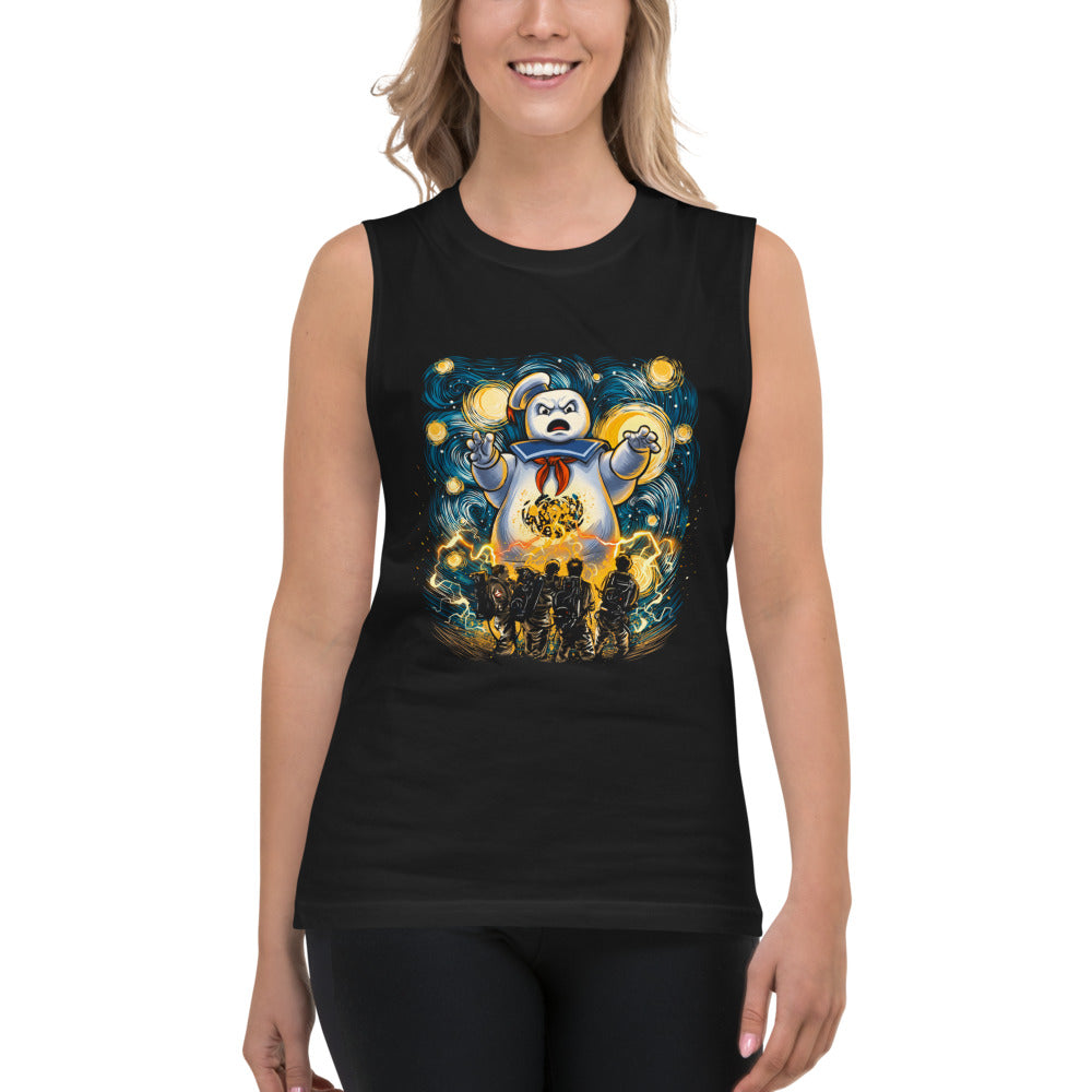 Sin Mangas Ghostbusters Stay Puft Starry Night - Modelo femenina