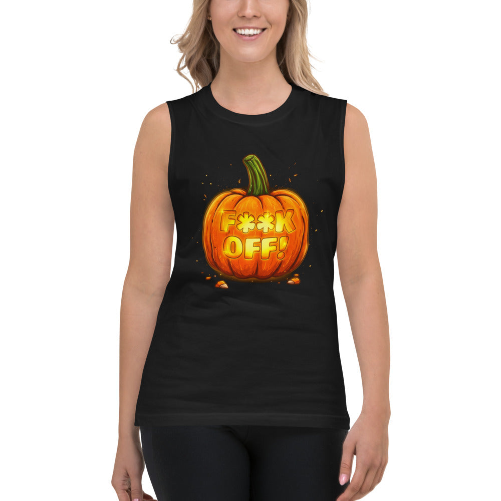 Sin Mangas Glowing Jack O Lantern Halloween Humor - Modelo femenina