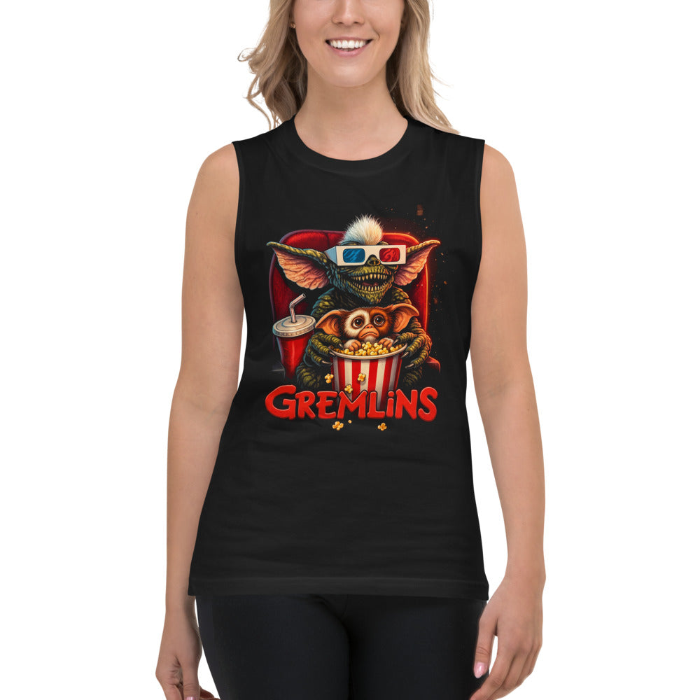 Sin Mangas Gremlins Stripe Gizmo Movie Night - Modelo femenina