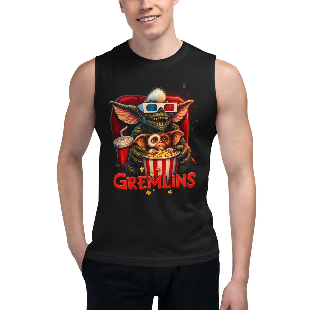Sin Mangas Gremlins Stripe Gizmo Movie Night - Modelo masculino