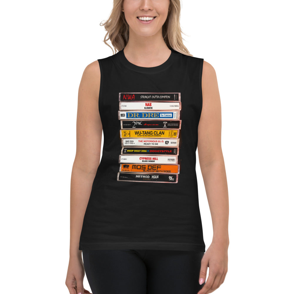 Sin Mangas Hip Hop Cassette Stack NWA 2Pac Wu-Tang - Modelo femenina