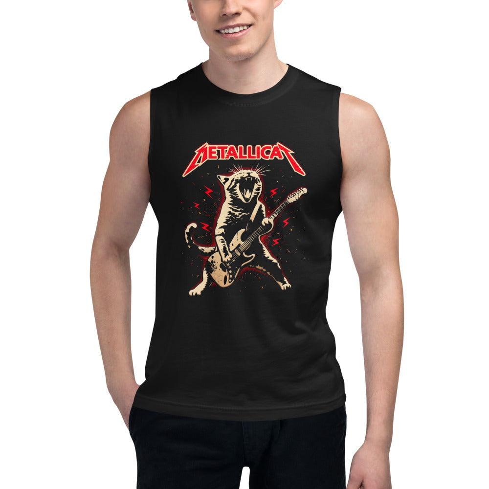 Sin Mangas Metallicat Screaming Cat Electric Guitar - Modelo masculino