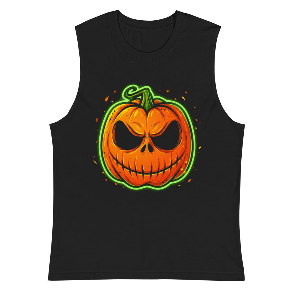 Sin Mangas Neon Green Skull Jack O Lantern - Plano