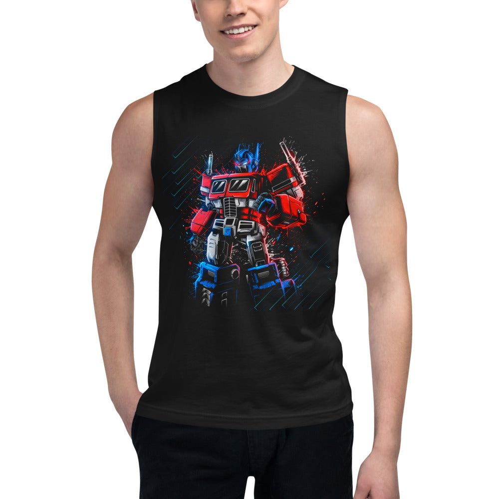 Sin Mangas Optimus Prime Neon Paint Splatter - Modelo masculino
