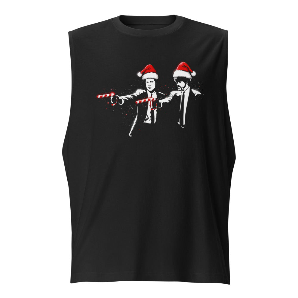 Sin Mangas Pulp Fiction Santa Hats Candy Canes - Frente