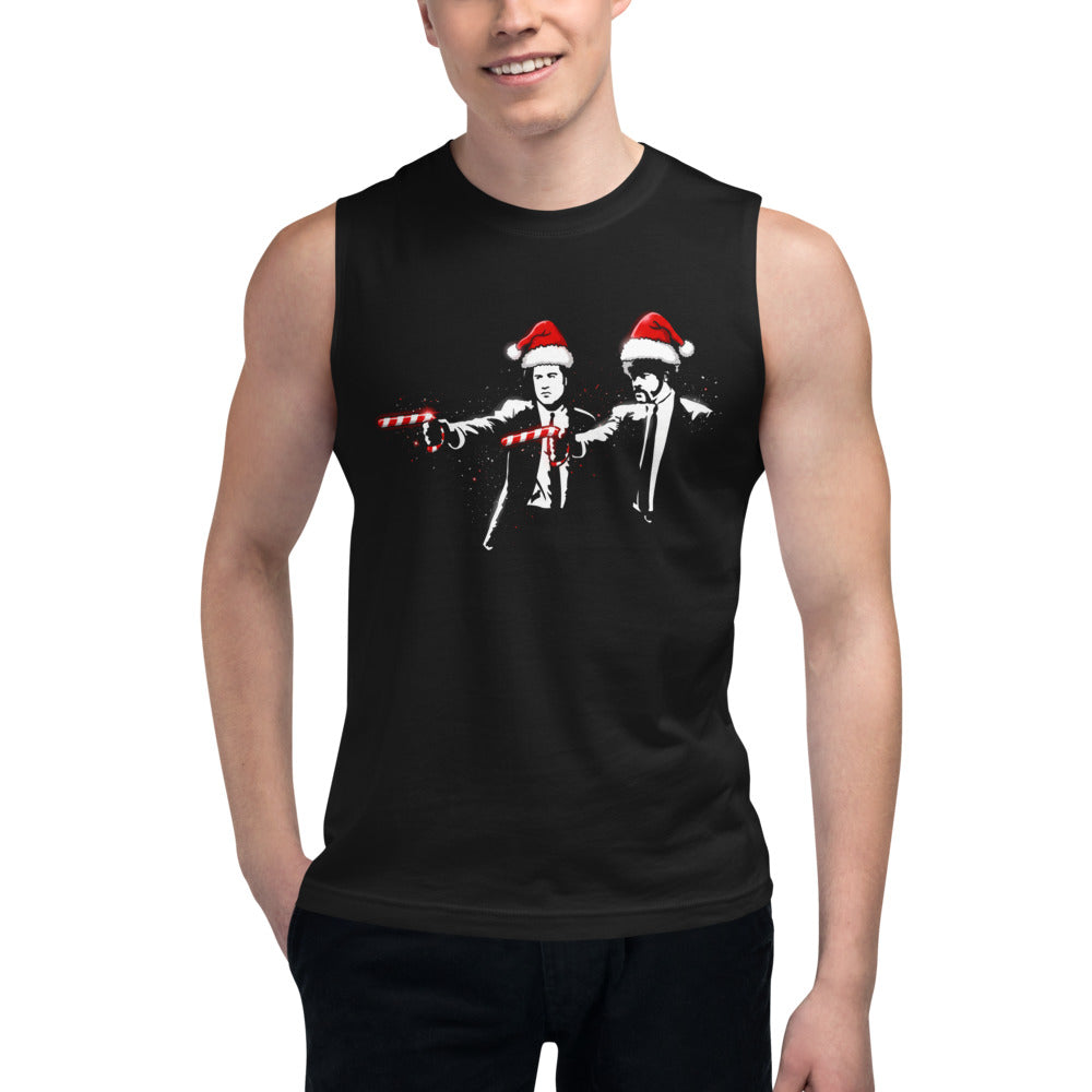 Sin Mangas Pulp Fiction Santa Hats Candy Canes - Modelo masculino