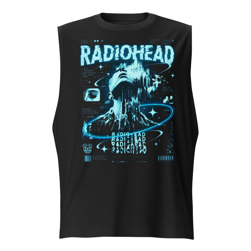 Sin Mangas Radiohead Kid A Cyan Glitch Face - Frente