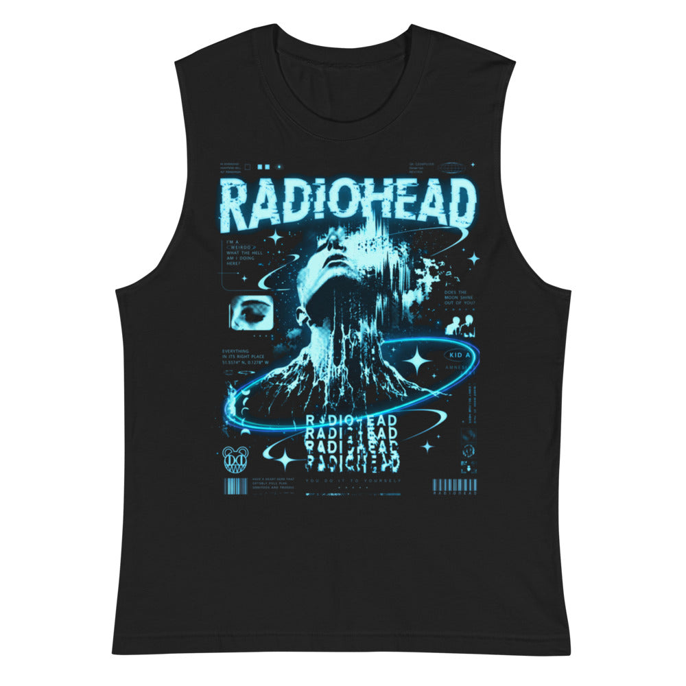 Sin Mangas Radiohead Kid A Cyan Glitch Face - Plano