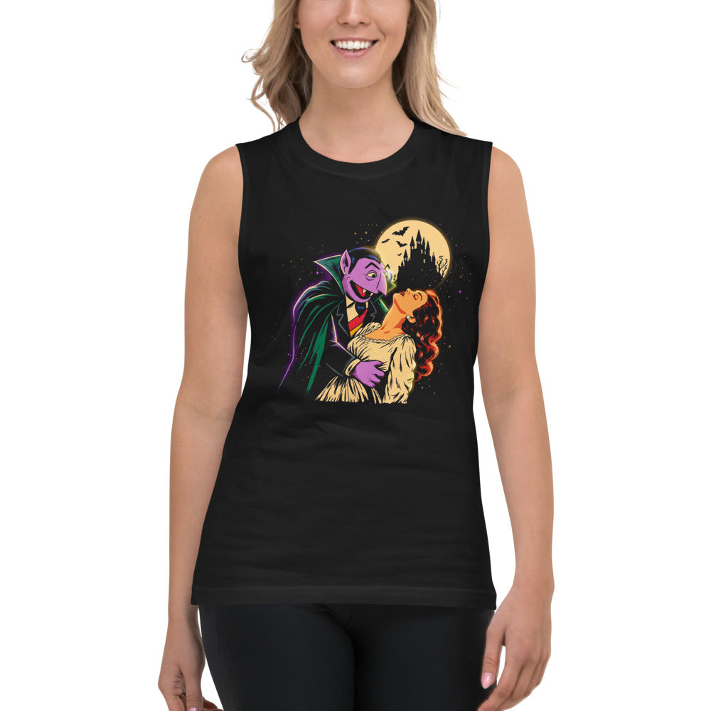 Sin Mangas Sesame Street Count Von Count Vampire Moon - Modelo femenina