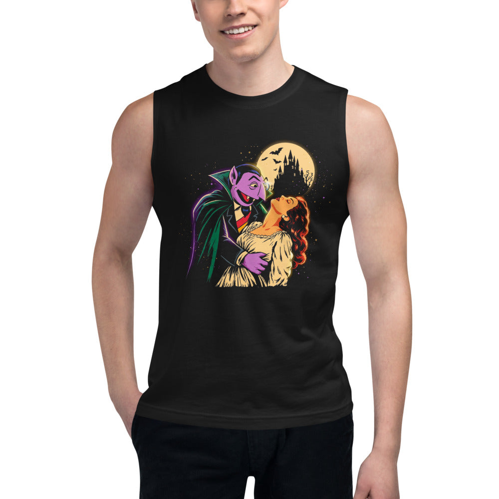 Sin Mangas Sesame Street Count Von Count Vampire Moon - Modelo masculino