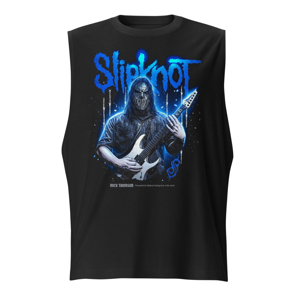 Sin Mangas Slipknot Blue Neon Mask White Guitar - Frente